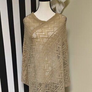 Britt's Knit: Beige Knitted Poncho One Size